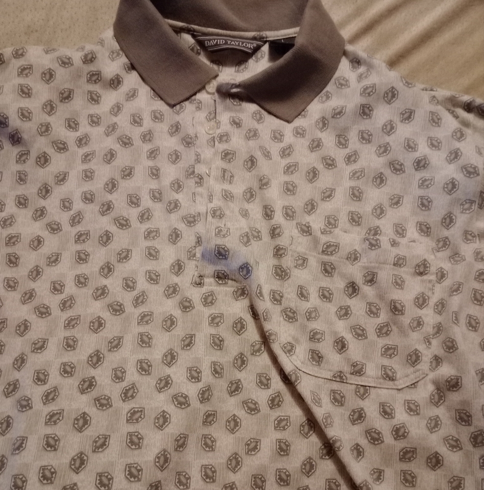 David Taylor Beige Patterned Shirt
